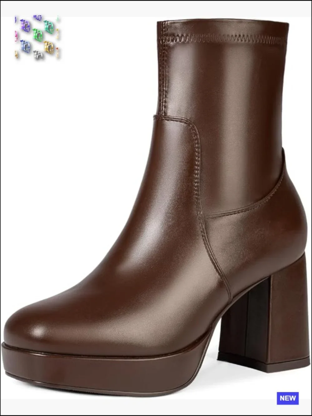 Stretch Square Toe Ankle Booties Chunky Platform Heel Women's Boots